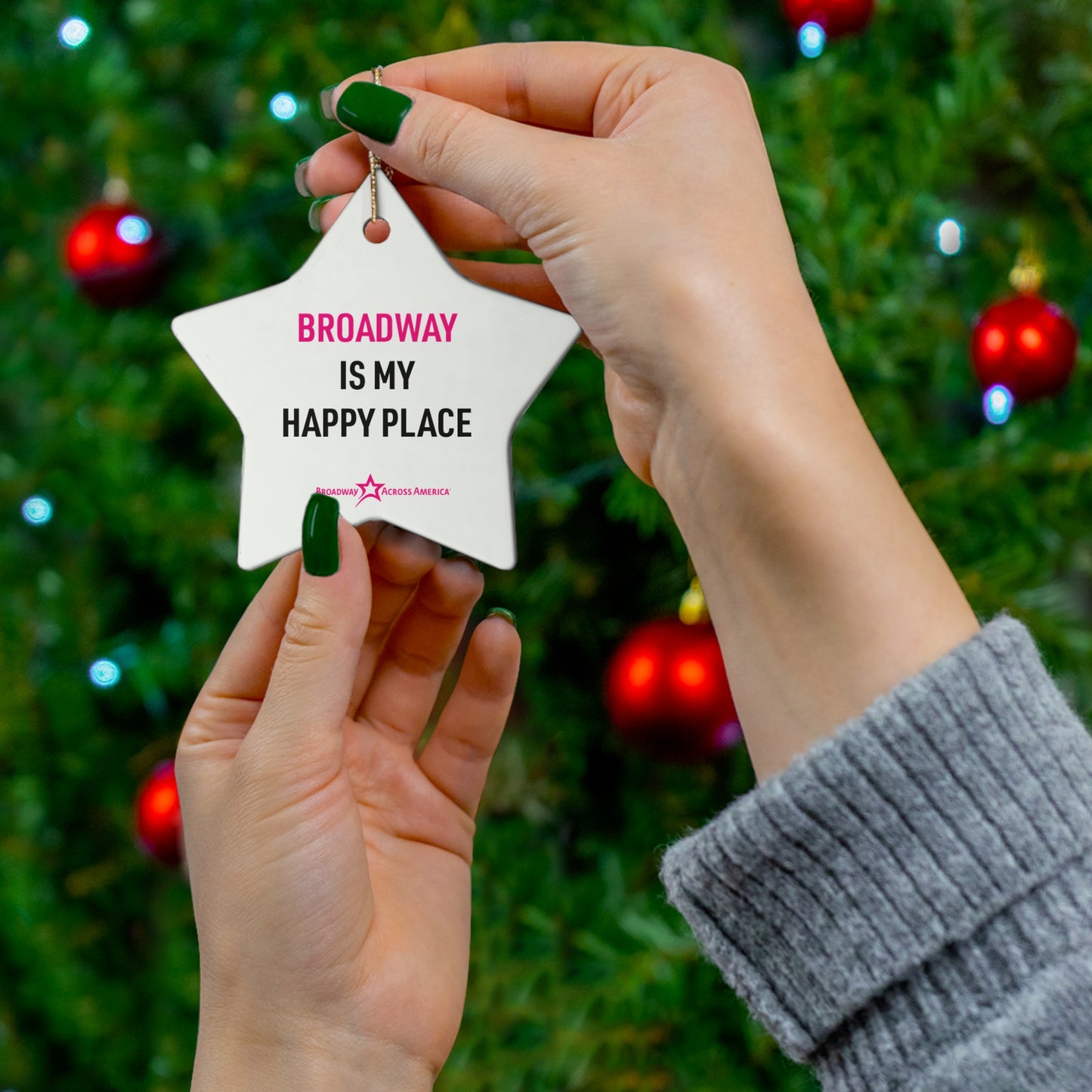 Broadway is my Happy Place - Ceramic Ornament (White)